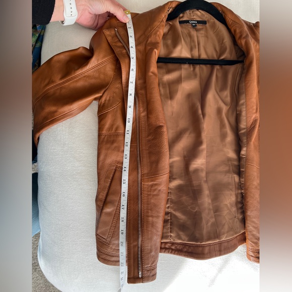Quince 100% sheep leather brown cropped zip front jacket XS - Picture 7 of 8